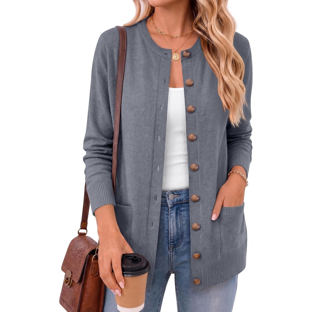 image:imageANRABESS Cardigan Sweater for Women Button Up 2026 Fall OutfitsDark Grey