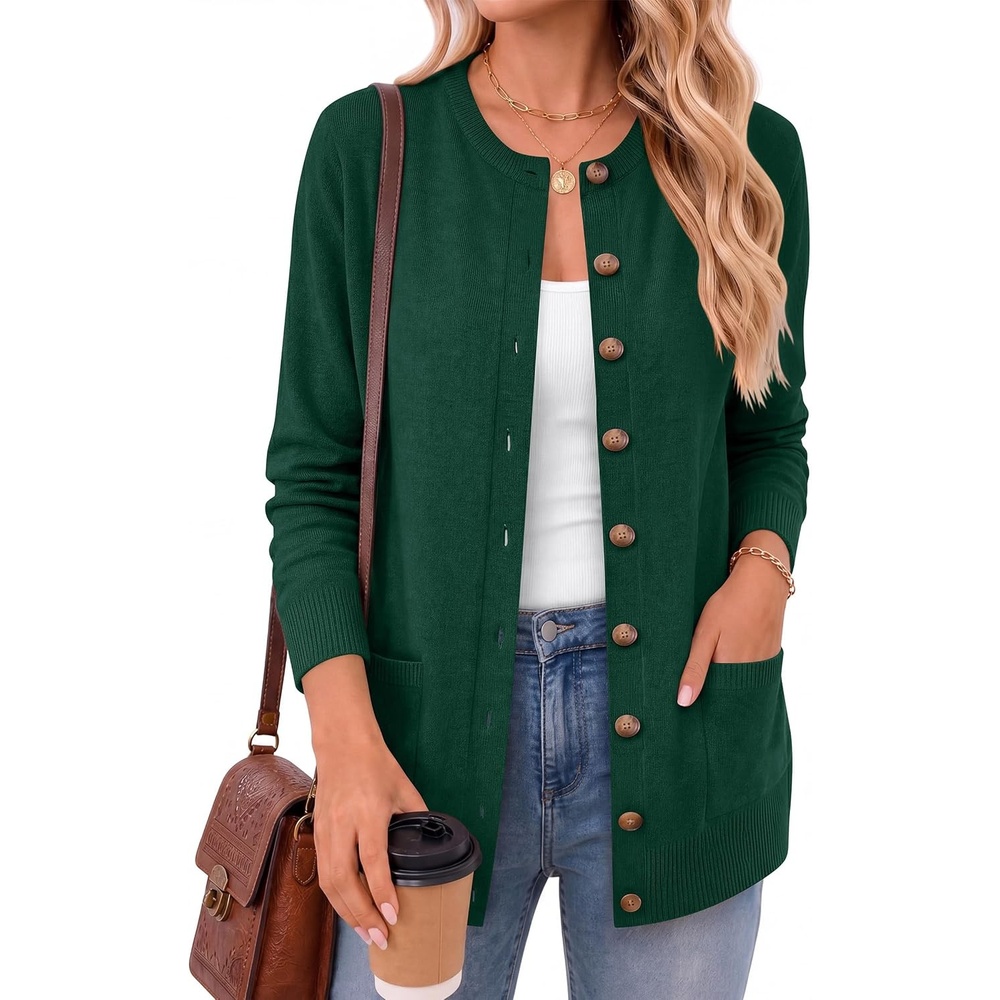 image:imageANRABESS Cardigan Sweater for Women Button Up 2026 Fall OutfitsForest Green