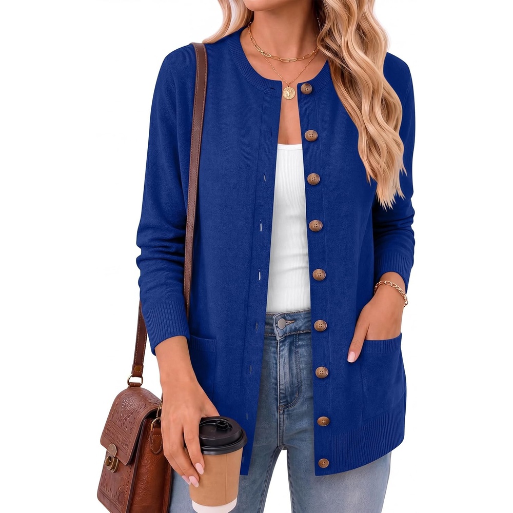 image:imageANRABESS Cardigan Sweater for Women Button Up 2026 Fall OutfitsRoyal Blue