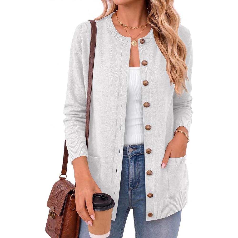 image:imageANRABESS Cardigan Sweater for Women Button Up 2026 Fall OutfitsWhite