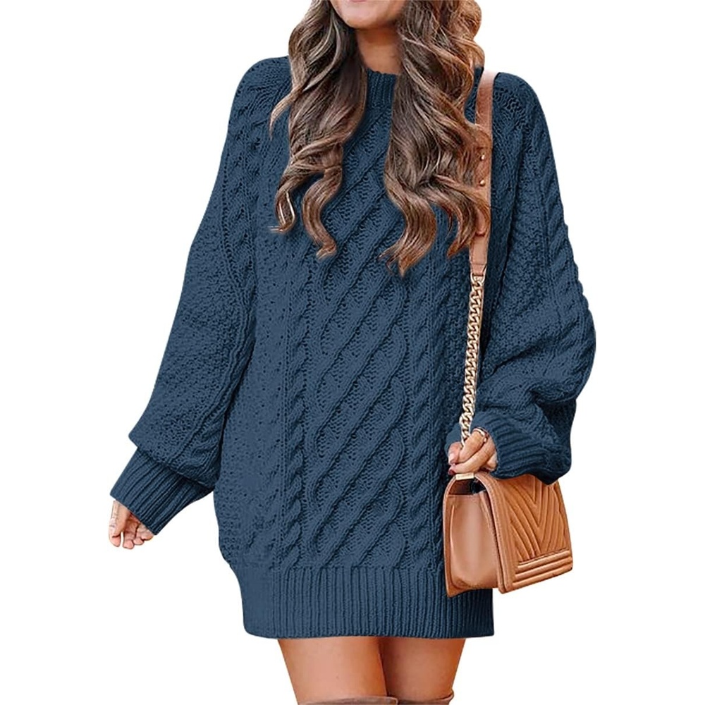 image:imageANRABESS Sweater Dress for Women Oversized Cable Knit Fall Long SleeveNavy