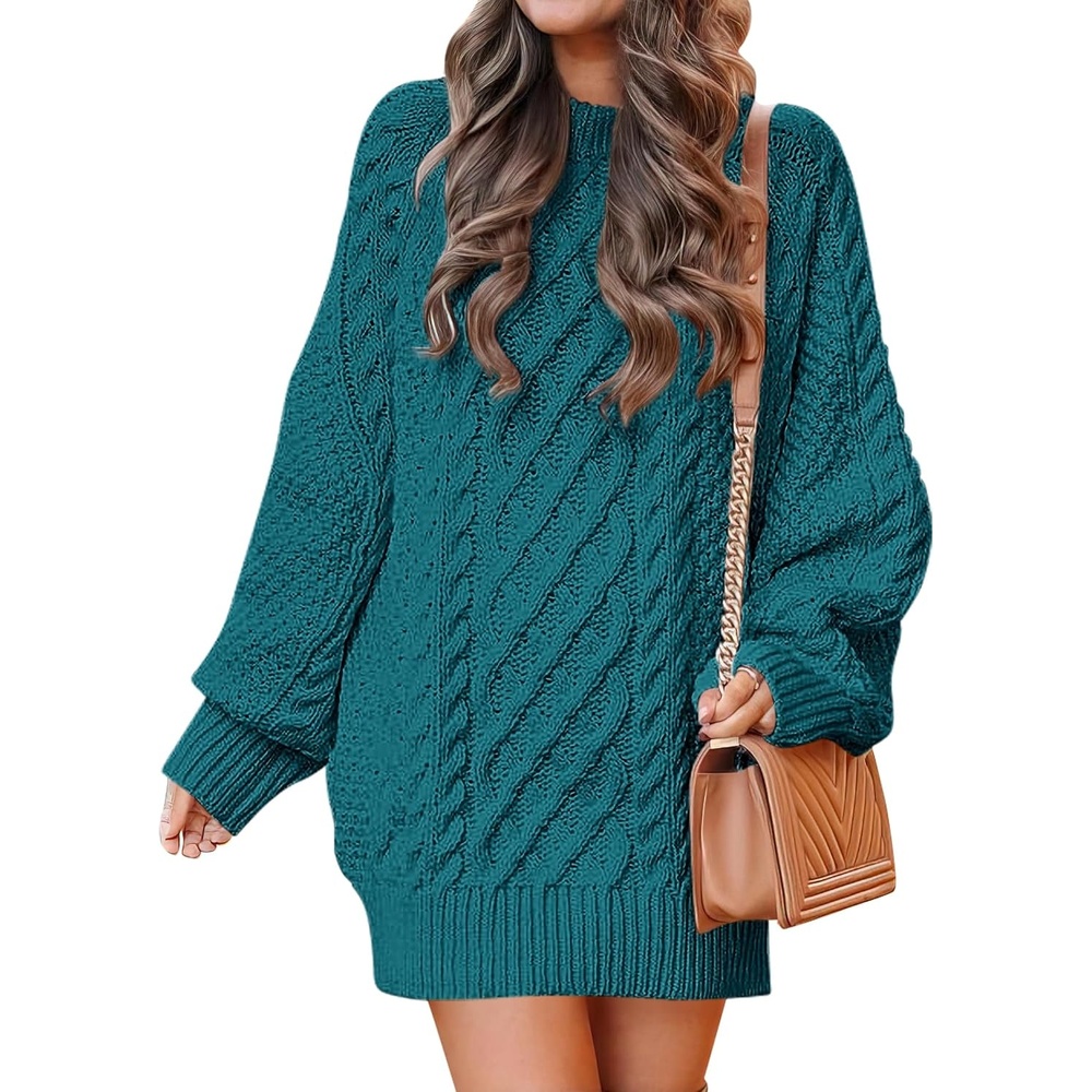 image:imageANRABESS Sweater Dress for Women Oversized Cable Knit Fall Long SleeveOpal