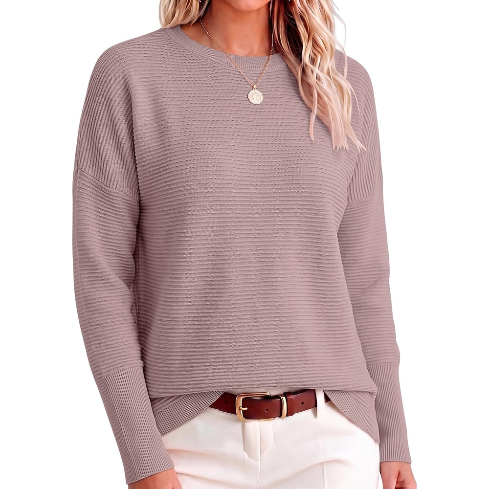 image:imageANRABESS Women Fall Oversized Long Batwing Sleeve Ribbed SweatersPink
