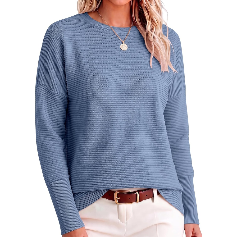 image:imageANRABESS Women Fall Oversized Long Batwing Sleeve Ribbed SweatersSmoky Blue