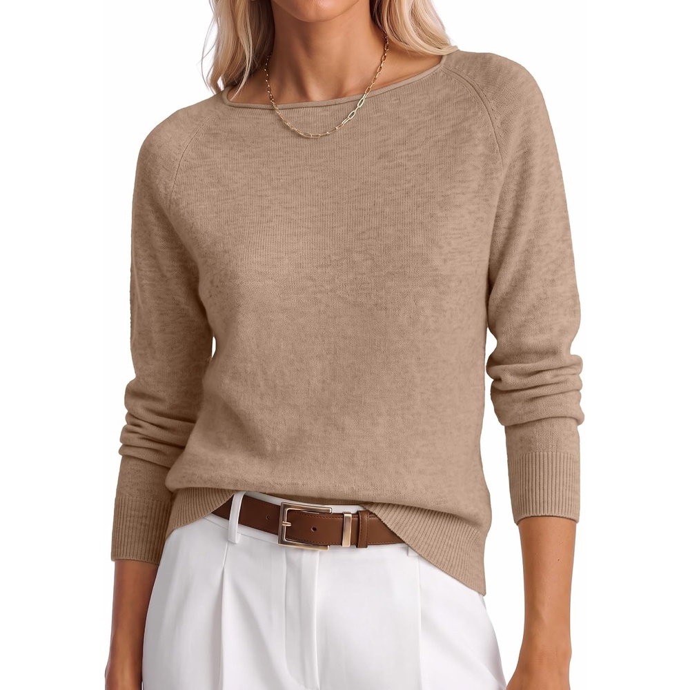 image:imageANRABESS Women Long Sleeve Rolled Neck Fall Lightweight Sweaters TopTan