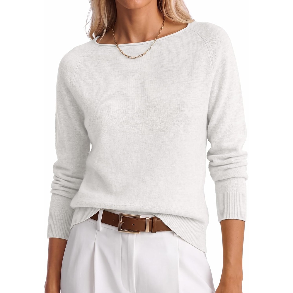 image:imageANRABESS Women Long Sleeve Rolled Neck Fall Lightweight Sweaters TopWhite