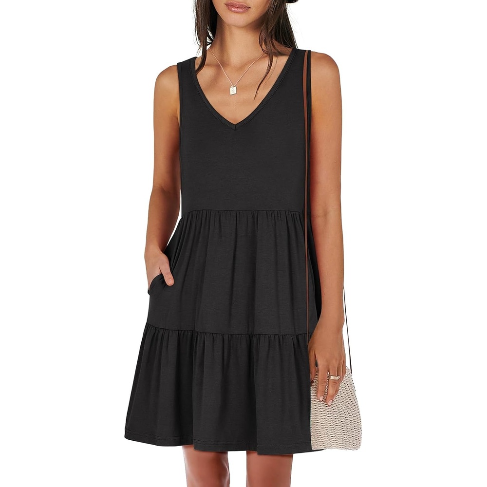 image:imageANRABESS Women Summer Sleeveless Mini Dress Casual Tank SundressBlack