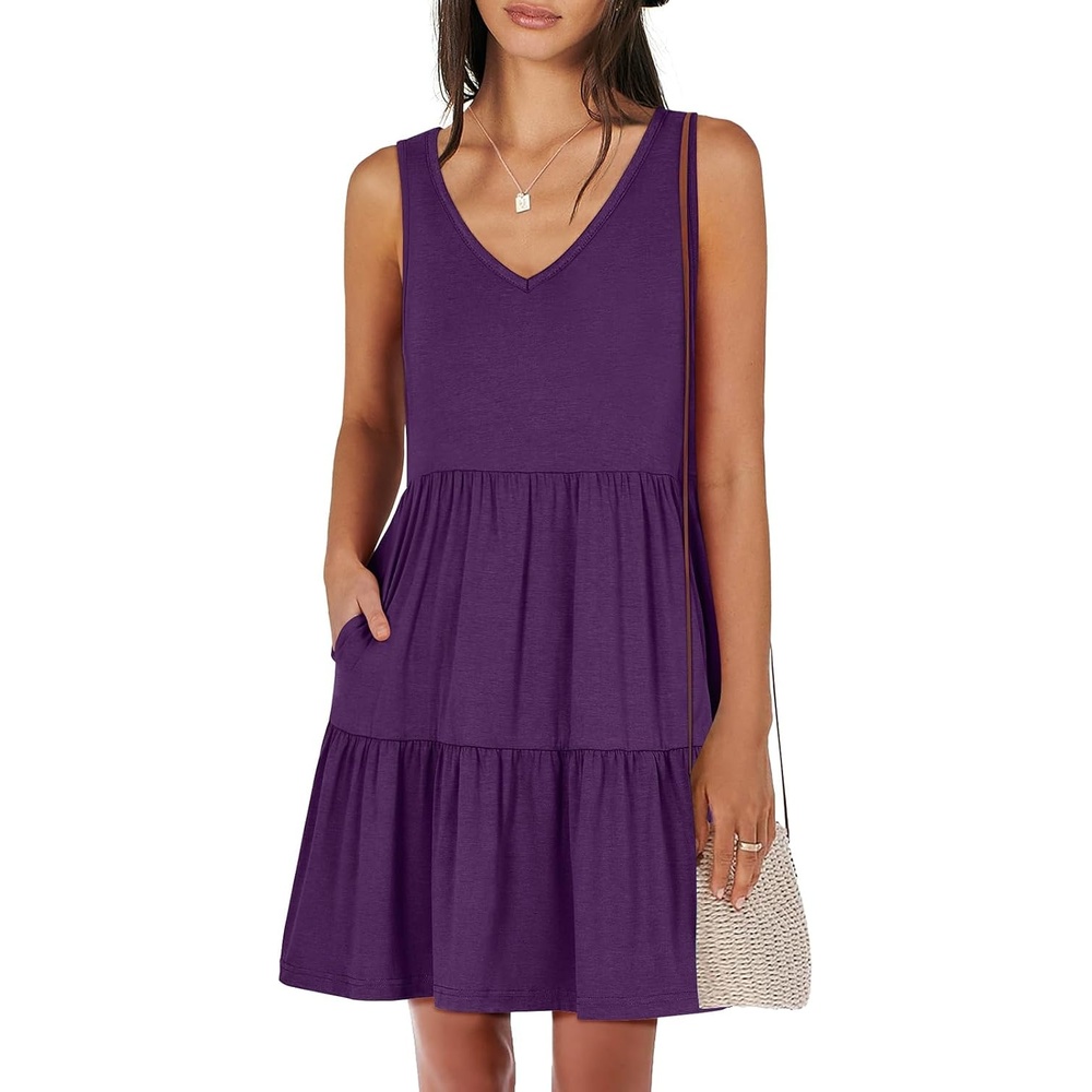 image:imageANRABESS Women Summer Sleeveless Mini Dress Casual Tank SundressDeep Purple