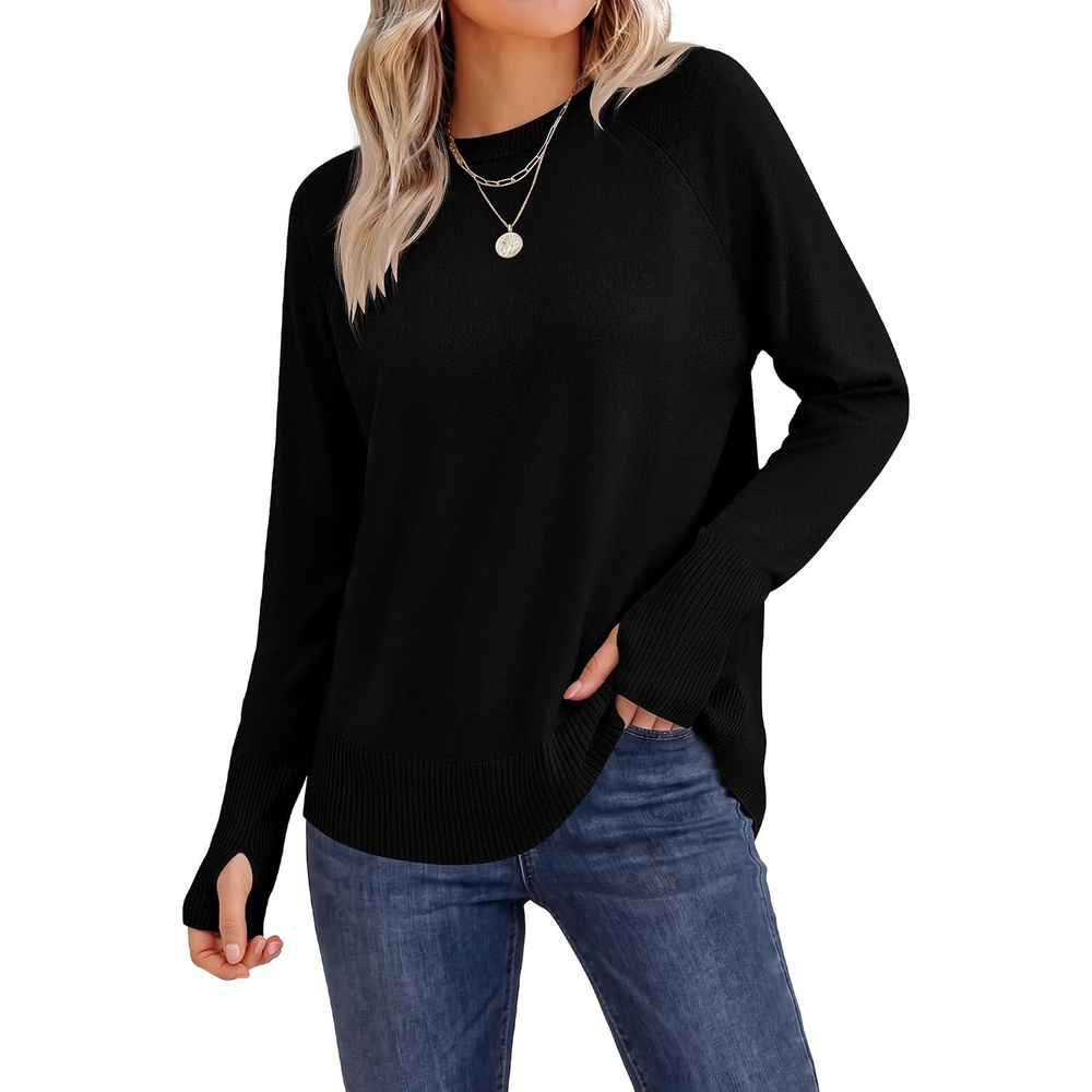 image:imageANRABESS Womens Fall Long Sleeve Lightweight SweatersBlack