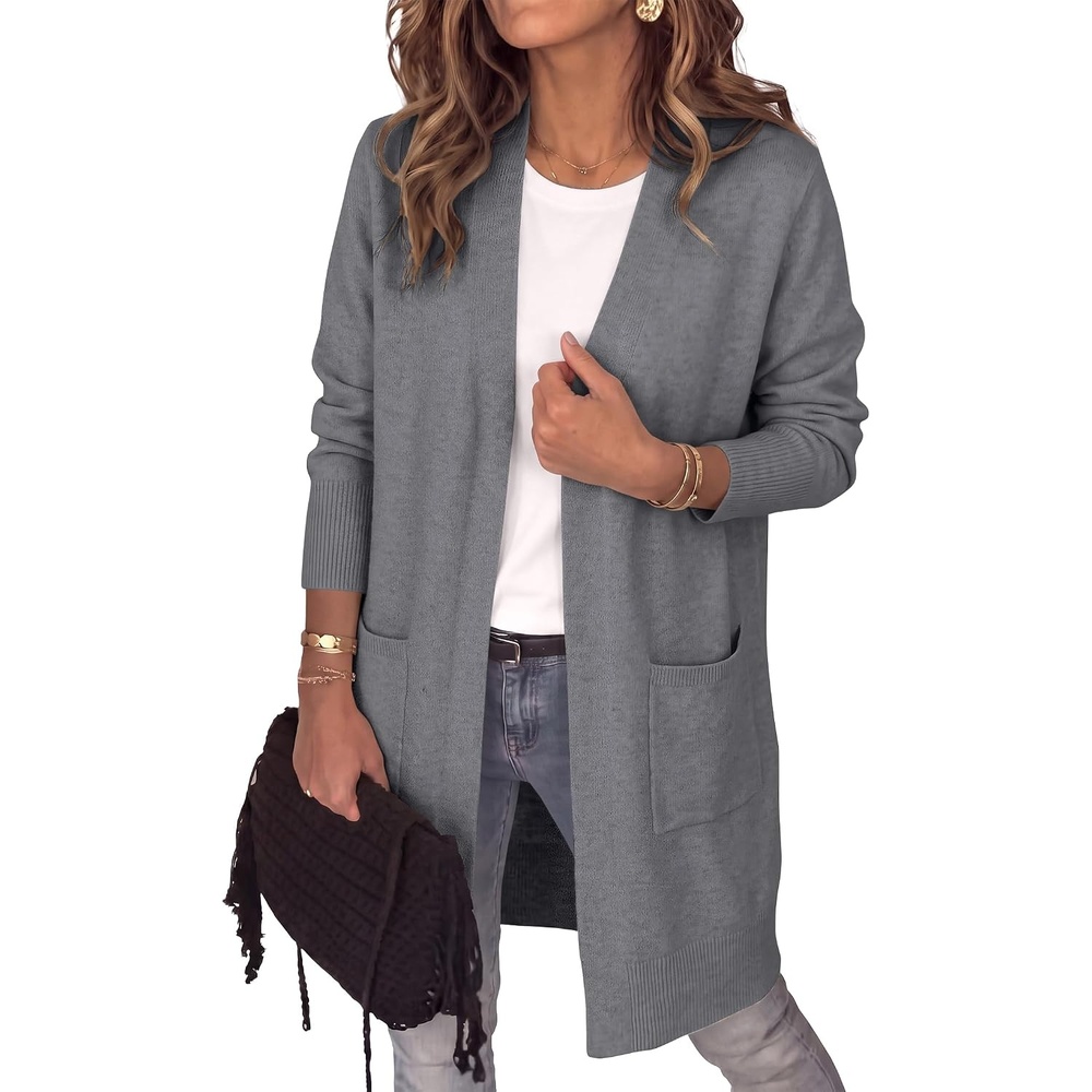 image:imageANRABESS Womens Lightweight Long Cardigan Sweaters 2026 Fall OutfitsDark Grey