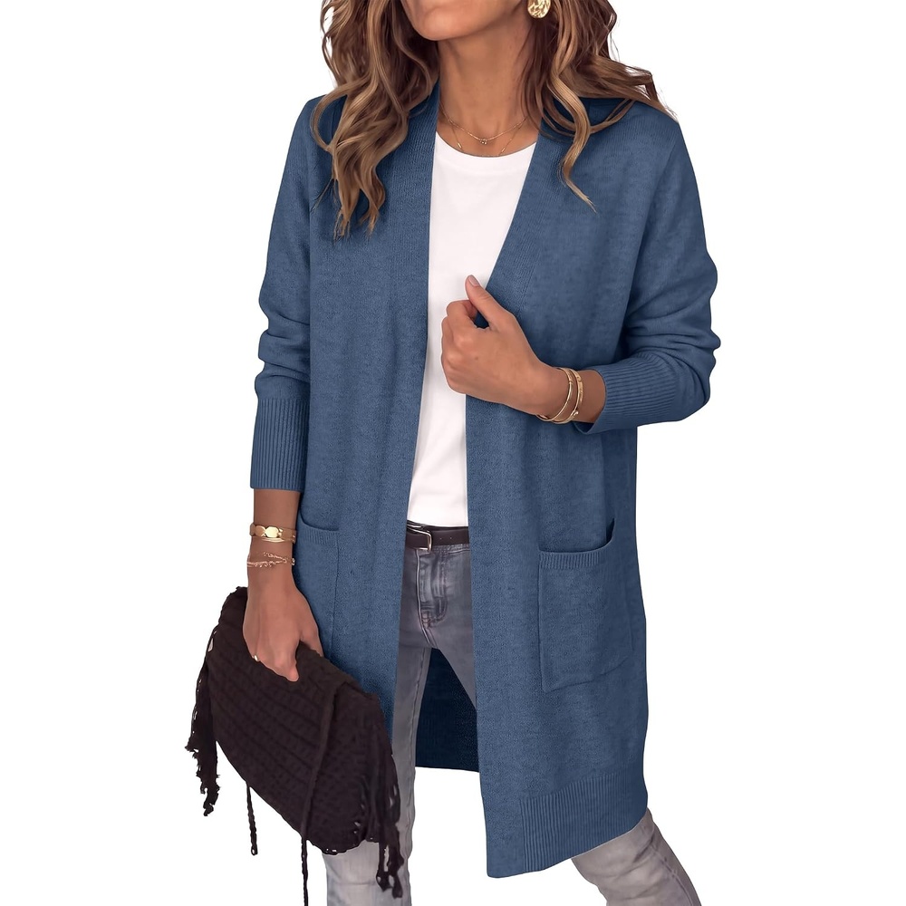 image:imageANRABESS Womens Lightweight Long Cardigan Sweaters 2026 Fall OutfitsDeep Blue