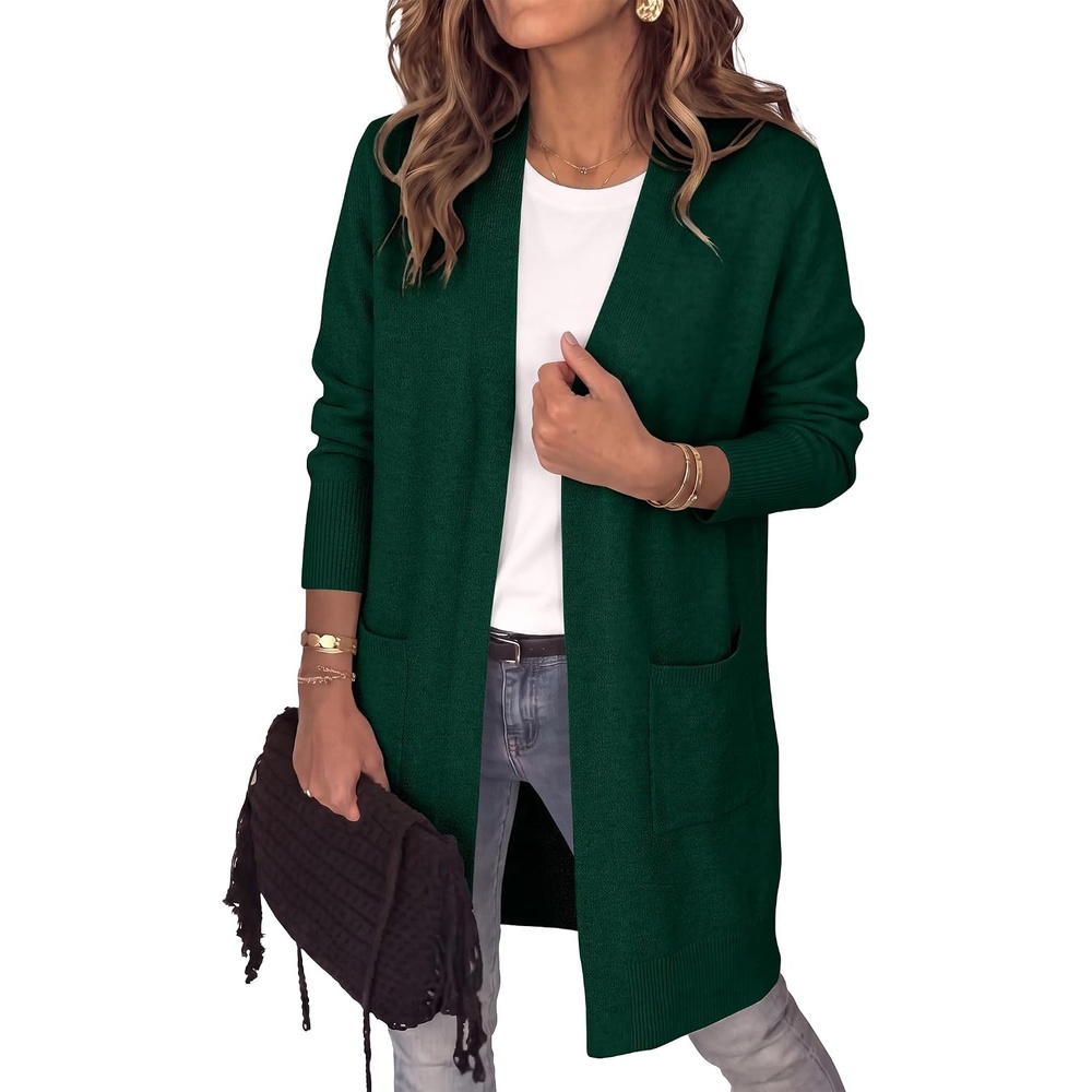 image:imageANRABESS Womens Lightweight Long Cardigan Sweaters 2026 Fall OutfitsForest Green