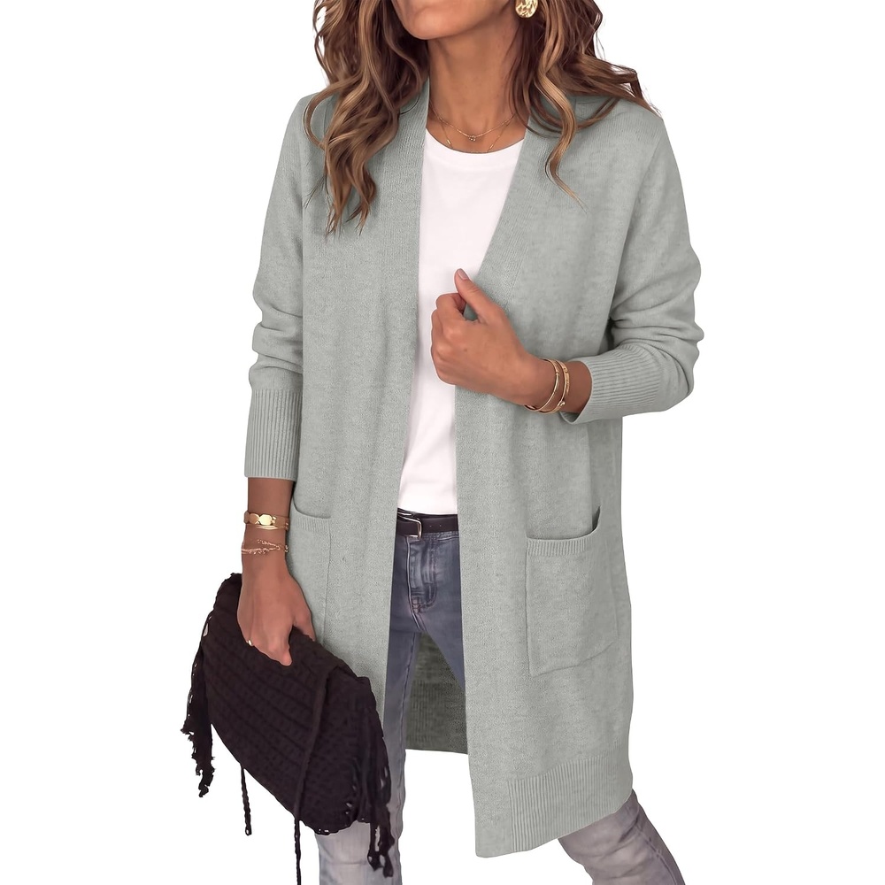 image:imageANRABESS Womens Lightweight Long Cardigan Sweaters 2026 Fall OutfitsGrey