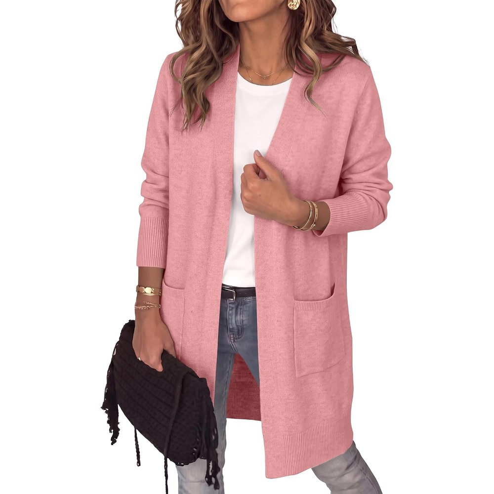 image:imageANRABESS Womens Lightweight Long Cardigan Sweaters 2026 Fall OutfitsPink