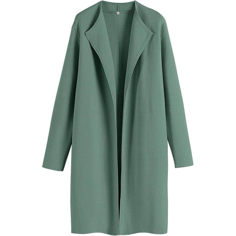 image:imageANRABESS Womens Long Cardigans Sweater 2026 Fall Dressy Casual Lapel Knit Warm Trench Coatigan Oversized Blazer Jacket CoatGreen
