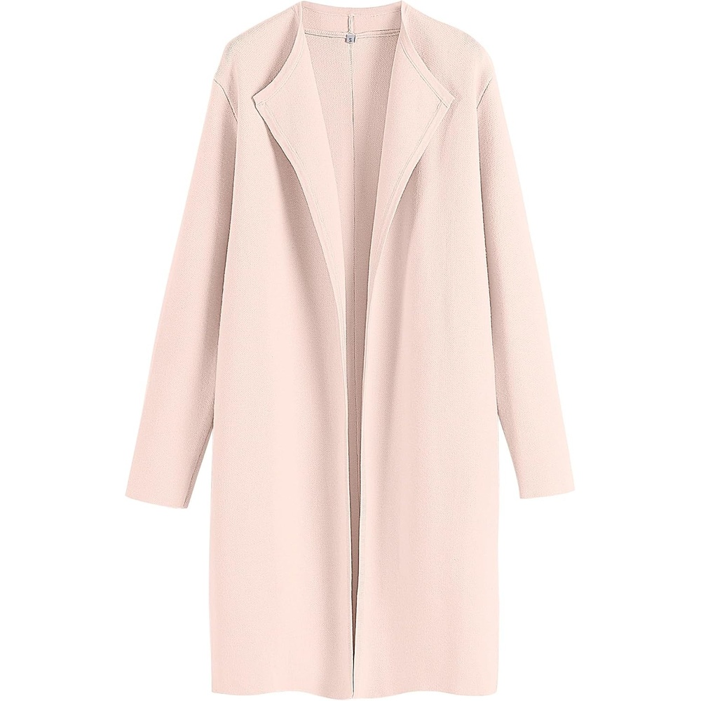 image:imageANRABESS Womens Long Cardigans Sweater 2026 Fall Dressy Casual Lapel Knit Warm Trench Coatigan Oversized Blazer Jacket CoatLight Apricot
