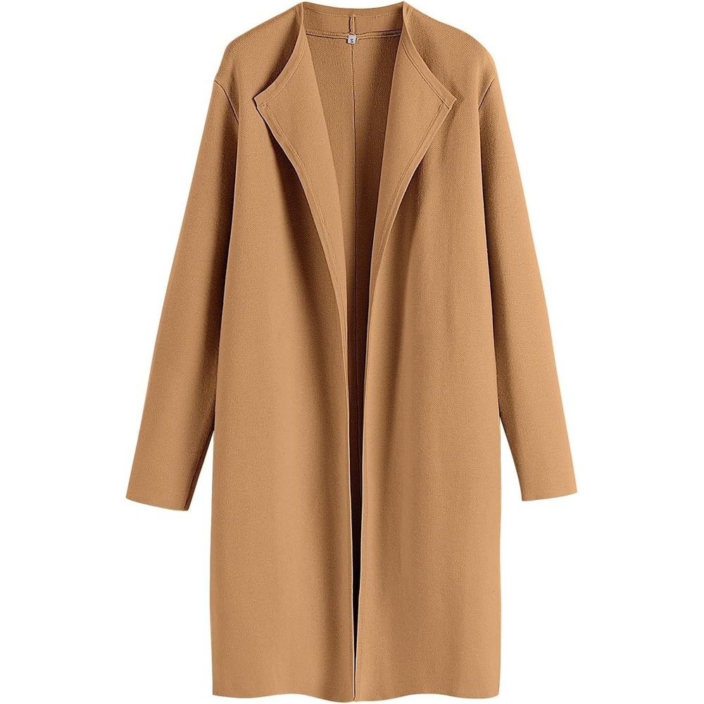 image:imageANRABESS Womens Long Cardigans Sweater 2026 Fall Dressy Casual Lapel Knit Warm Trench Coatigan Oversized Blazer Jacket CoatLight Brown