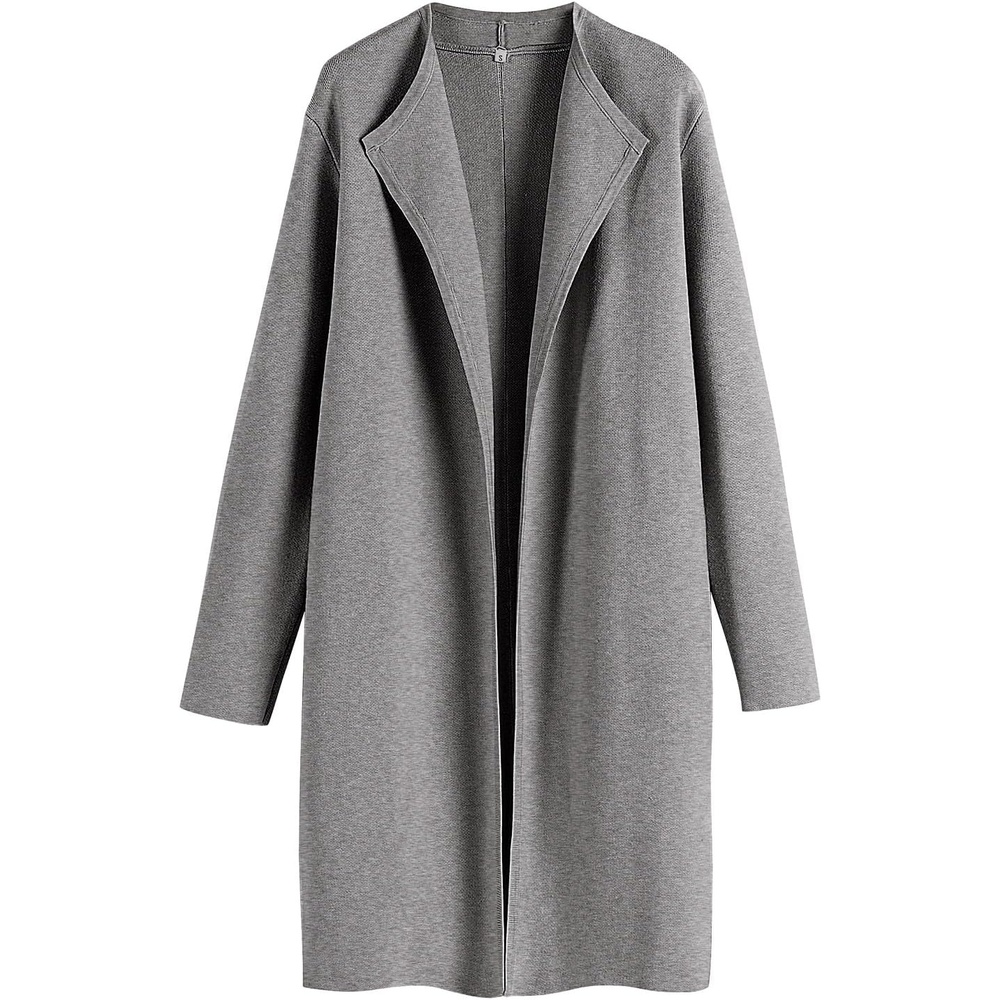 image:imageANRABESS Womens Long Cardigans Sweater 2026 Fall Dressy Casual Lapel Knit Warm Trench Coatigan Oversized Blazer Jacket CoatLight Grey
