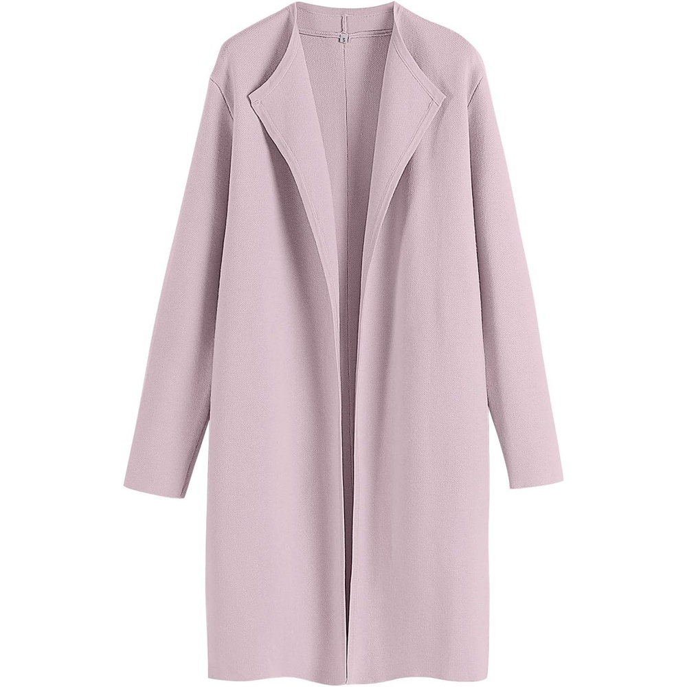 image:imageANRABESS Womens Long Cardigans Sweater 2026 Fall Dressy Casual Lapel Knit Warm Trench Coatigan Oversized Blazer Jacket CoatLight Pink