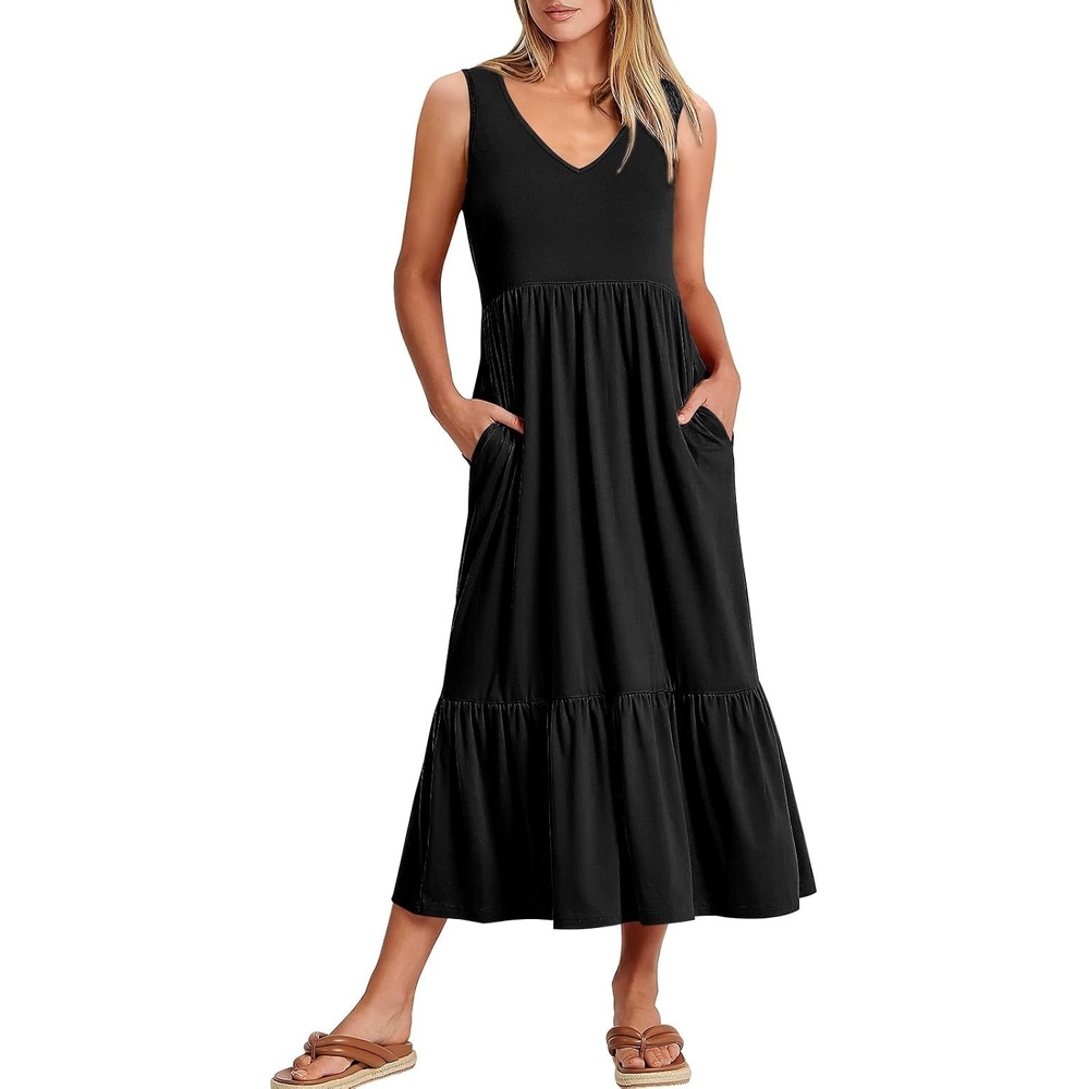 image:imageANRABESS Womens Sleeveless Summer Casual Maxi Dresses with PocketsBlack