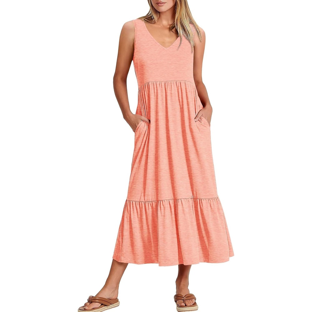 image:imageANRABESS Womens Sleeveless Summer Casual Maxi Dresses with PocketsPink