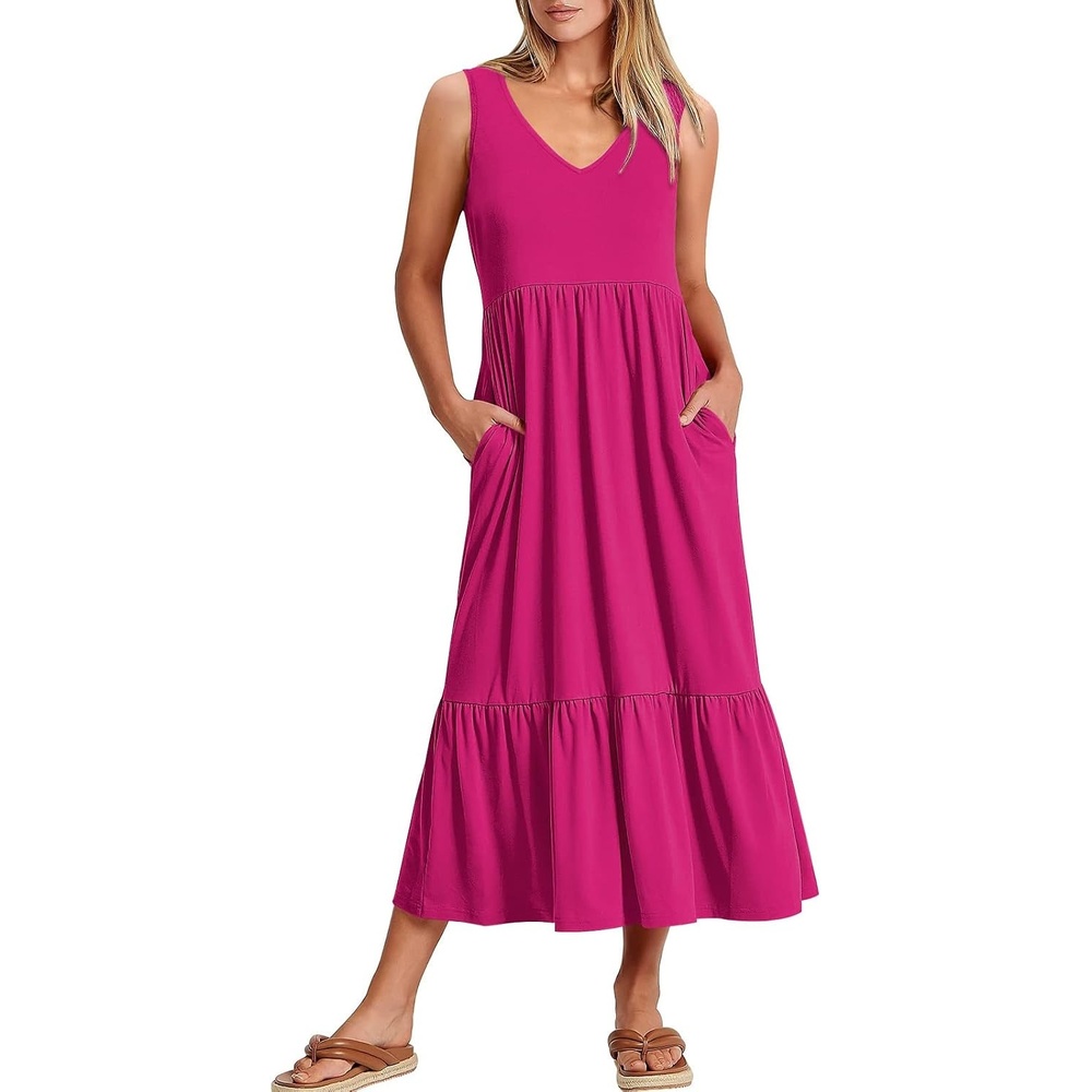 image:imageANRABESS Womens Sleeveless Summer Casual Maxi Dresses with PocketsRose