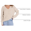 ANRABESS Ribbed V Neck Long Sleeve Shirts for Women(Beige)
