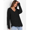 ANRABESS Ribbed V Neck Long Sleeve Shirts for Women(Black)