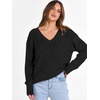 ANRABESS Ribbed V Neck Long Sleeve Shirts for Women(Black)