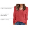 ANRABESS Ribbed V Neck Long Sleeve Shirts for Women(Bright Red)