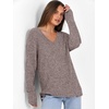 ANRABESS Ribbed V Neck Long Sleeve Shirts for Women(Coffee)