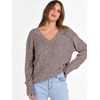 ANRABESS Ribbed V Neck Long Sleeve Shirts for Women(Coffee)