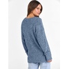ANRABESS Ribbed V Neck Long Sleeve Shirts for Women(Dark Blue)