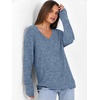 ANRABESS Ribbed V Neck Long Sleeve Shirts for Women(Dark Blue)
