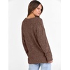 ANRABESS Ribbed V Neck Long Sleeve Shirts for Women(Dark Brown)