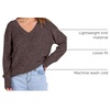ANRABESS Ribbed V Neck Long Sleeve Shirts for Women(Deep Brown)