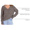 ANRABESS Ribbed V Neck Long Sleeve Shirts for Women(Deep Coffee)