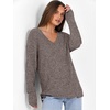 ANRABESS Ribbed V Neck Long Sleeve Shirts for Women(Deep Coffee)