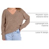 ANRABESS Ribbed V Neck Long Sleeve Shirts for Women(Deep Khaki)