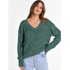 ANRABESS Ribbed V Neck Long Sleeve Shirts for Women(Green)