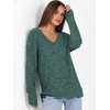 ANRABESS Ribbed V Neck Long Sleeve Shirts for Women(Green)