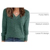 ANRABESS Ribbed V Neck Long Sleeve Shirts for Women(Green)
