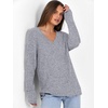 ANRABESS Ribbed V Neck Long Sleeve Shirts for Women(Grey)