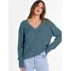 ANRABESS Ribbed V Neck Long Sleeve Shirts for Women(Lake Blue)