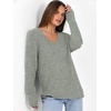 ANRABESS Ribbed V Neck Long Sleeve Shirts for Women(Light Green)