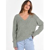 ANRABESS Ribbed V Neck Long Sleeve Shirts for Women(Light Green)
