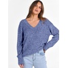 ANRABESS Ribbed V Neck Long Sleeve Shirts for Women(Navy Blue)