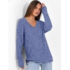 ANRABESS Ribbed V Neck Long Sleeve Shirts for Women(Navy Blue)