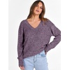 ANRABESS Ribbed V Neck Long Sleeve Shirts for Women(Purple)