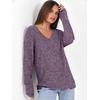 ANRABESS Ribbed V Neck Long Sleeve Shirts for Women(Purple)